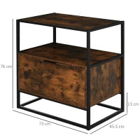 Credenza in Stile Industriale, Comò Vintage in Legno e Metallo per Soggiorno o Camera con 1 Cassetto 73x45.5x76cm