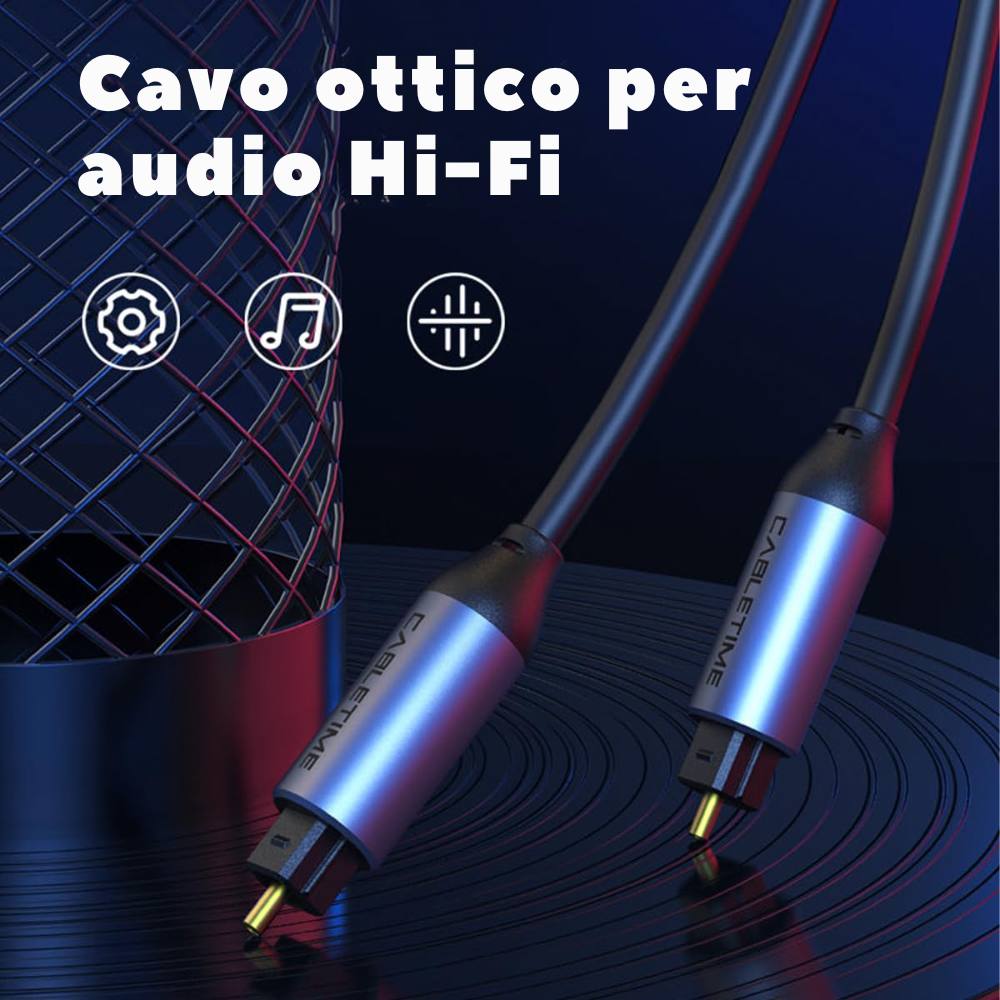 Cavo ottico digitale audio mach power 3 metri placcato oro