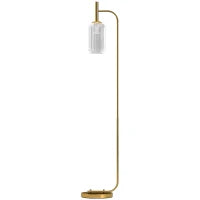 Lampada da Terra Moderna con Paralume in Vetro e Interruttore a Pedale per Lampadine E27, Oro