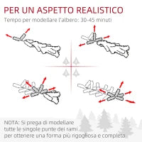 Albero di Natale 210 cm in Plastica Verde con Base in Metallo e 2445 Rami Ignifughi