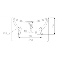 Vasca da bagno free standing da centro stanza con piedini cm 175 *** confezione 1