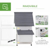 Gabbia per Galline con Corsa Tetto Impermeabile da Giardino, Pollaio per Galline Ovaiole da Esterno in Legno 166 x 124 x 112 cm