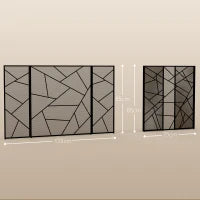 Parascintille per Camino Pieghevole a 3 Pannelli in Acciaio con Design Geometrico, 135x1.2x85cm, Nero