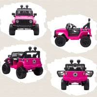 Buggy elettrico per bambini da 12 V, 5 Km/h Max. con radiocomando, Effetti luminosi e sonori 100x65x72 cm, Rosa