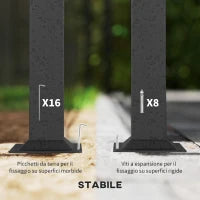 Gazebo da Giardino 4x3 m con Zanzariere e Doppio Tetto, in Metallo e Poliestere Grigio Chiaro