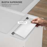 Schedario per Ufficio con 2 Cassetti, Fessura a Busta e Barra per Appendere, in Acciaio, 30x50x53.5 cm, Bianco