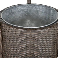 Set 5 Pezzi Tavolino con 4 Sedie da Giardino Alte in Rattan Sintetico con Secchiello per Ghiaccio, Marrone