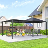 Gazebo da Giardino Estensibile con Ruote e Copertura in Poliestere UPF30+,  3x3 m/3x5.6 m, Grigio