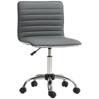 Sedia da Ufficio Ergonomica in Pelle PU con Altezza Regolabile, Seduta Girevole e Ruote, Grigio Scuro