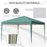 Gazebo Struttura in Acciaio Pieghevole Rivestimento Tessuto Oxford Verde 3x3m