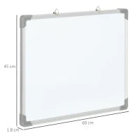 Lavagna Magnetica da Parete con Gomma, Pennarelli e Magneti, in Alluminio, 60x1.8x45 cm, Bianco