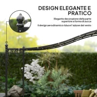 Pergola Addossata Ricurva con 16 Fori di Drenaggio, in Metallo e Poliestere, 248x298x200/250 cm, Bianco Crema