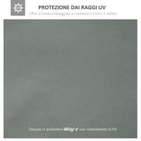 Copertura per Gazebo 4x3 m a 2 Livelli in Poliestere con Cinghie e 10 Fori di Drenaggio, Grigio Scuro