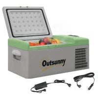 Frigorifero per Auto, Frigorifero Portatile 16L, -20°C a 10°C, ECO/MAX, 60x32x26cm, Verde e Grigio