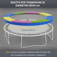 Copertura Tappeto Elastico Ø244x30 cm Pieghevole e Portatile, in Plastica, PE e Schiuma, Multicolore
