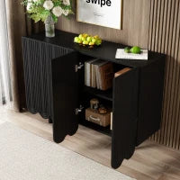 Credenza a goccia, con ante sagomate,  120×37,5×80,8 cm, Nero