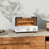 Fornetto Elettrico 12L con Timer e Temperatura Regolabile, in Acciaio e Plastica, 31.5x27.7x22.7 cm, Bianco e Oro