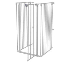 Cancelletto per Cani a 3 Pannelli Pieghevoli con Doppio Blocco, in Acciaio e Plastica, 206x120 cm, Bianco