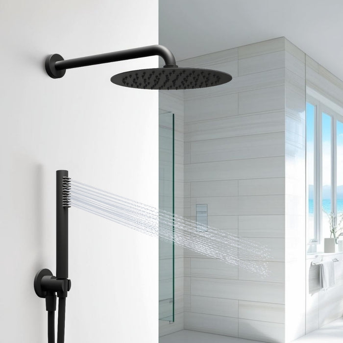 Kit doccia con soffione tondo nero doccetta e presa acqua con flessibile in pvc per il bagno *** confezione 1