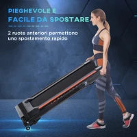 Tapis Roulant Elettrico Pieghevole Salvaspazio con Telecomando e Chiave di Sicurezza, 1-6 km/h, Potenza 0.5HP, 105x56x108.5cm