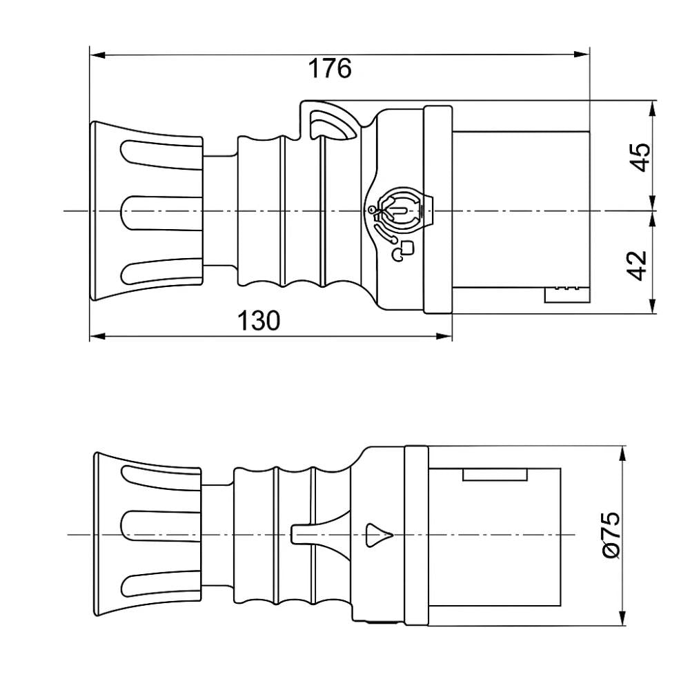 Spina mobile dritta hp ip44 ip54 32a 380 415v rossa