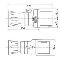Spina mobile dritta hp ip44 ip54 32a 380 415v rossa
