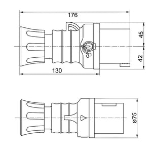 Spina mobile dritta hp ip44 ip54 32a 380 415v rossa