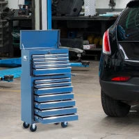 Carrello Portautensili da Officina Professionale Porta Attrezzi con Cassettiera 61.5 x 33 x 113cm Blu