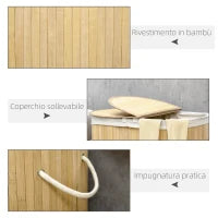 Cesto Portabiancheria a 2 Sezioni, 2 Coperchi e Capacità 100L con Sacca Interna Removibile, 62.5x37x60.5 cm