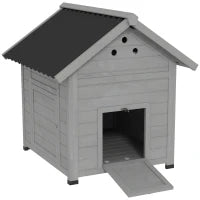 Casa per Anatre Pollaio Piccolo Animale, resistente alle intemperie, 2 ingressi, 2 rampe, 78 x 90 x 92 cm, Grigio Chiaro + Nero