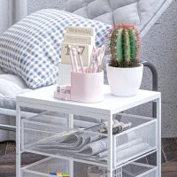 Carrello Portaoggetti a 3 Livelli in Truciolato e Acciaio, 34x29.5x57.5 cm, Bianco