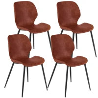 E-STYLO Sedia da pranzo in soft touch cuoio scuro e gambe in metallo nero, 55cm X 45cm H. 83cm.