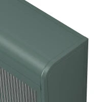 Armadio a Muro a 3 Ante in Vetro con Design Curvo, Spazio di Archiviazione Versatile，per Soggiorno e Bagno, 90×20×70 cm,  Verde scuro