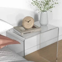 Tavolino da Salotto in Acrilico a U con Bordi Lisci e Angoli Arrotondati, 53.5x30.5x53.5 cm, Trasparente