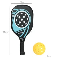 Set di 4 racchette da pickleball in legno di pioppo, con 4 palline e una borsa, Blu e nero
