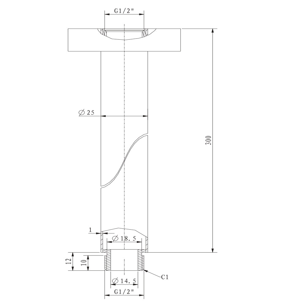 Braccio doccia ottone cromato prolunga soffione doccia bagno fisso attacco standard