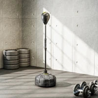 Punching Ball da Terra con Base Riempibile e Ventose, Altezza Regolabile da 145-180 cm, Nero