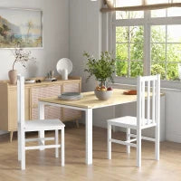Set di 2 Sedie da Pranzo con Schienale Alto a Doghe e Struttura in Legno di Pino 38,5x47,5x99 cm Bianco