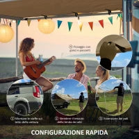 Tendalino da Tetto Auto Laterale e Impermeabile con Altezza Regolabile, 2.5x1.6m, Cachi