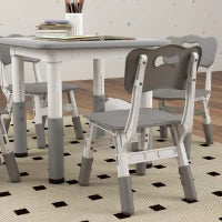 Set Tavolo e Sedie per Bambini 5pz con 4 Sedie Regolabili 32x36x52.5-56 cm e Tavolo 60x60x46-58 cm, Grigio