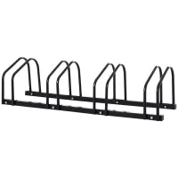 Rastrelliera Portabiciclette Parcheggio per 4 Biciclette in Acciaio, 110x33x27 cm, Nero