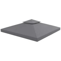 Tetto di Ricambio per Gazebo 3x3m a 2 Livelli e Resistente ai Raggi UV, Grigio Scuro