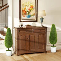 Set 2 Piante Finte di Cipresso con Vasi Ø12x16 cm, Muschio e Cemento, in PE e Plastica, Verde e Bianco