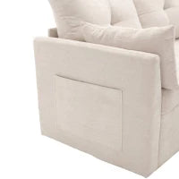 Divano Componibile a L in Velluto, Divano letto reclinabile estraibile convertibile, con sedili contenitore, Beige