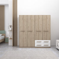 Armadio 4 ante e 2 cassetti con ripiano e appendiabiti 180X52X186H