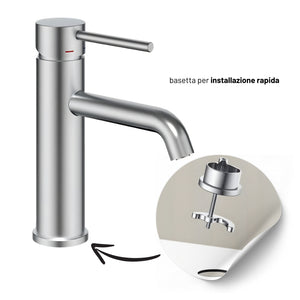 Miscelatore per lavabo jazz con leva in metallo e sistema quickinstall integrato *** finitura- nickel spazzolato, con...