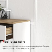 Mobile Multiuso Salvaspazio con 3 Ripiani Aperti, Armadietto e Cassetto, in Truciolato, 95x35x85 cm