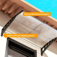 Tettoia per Esterni Curva con Viti e Bulloni Inclusi, in Policarbonato, PP e Alluminio, 122x89x24 cm