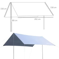 Tenda da Sole Portatile 3x3 m, Tendalino Parasole Impermeabile per Campeggio, e Spiaggia, Bianco