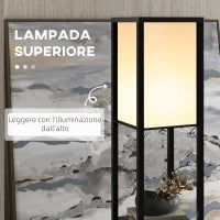 Lampada a Terra 40W con 3 Mensole Integrate e Interruttore a Pedale, Lampada Moderna in MDF e PS, 26x26x160 cm, Nero e Bianco